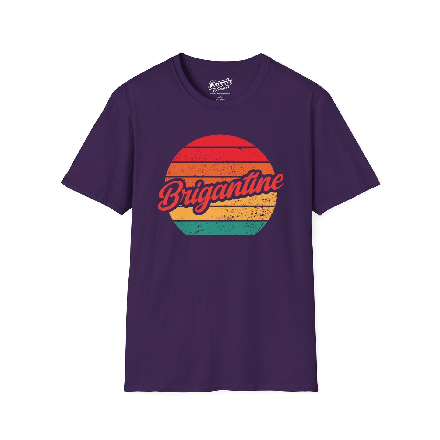 Brigantine, Colorful Retro Sunset Graphic T-Shirt