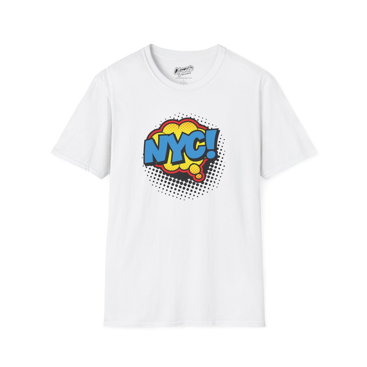 NYC in Pop Art Comic Word Bubble Graphic Tee with Halftone Dots