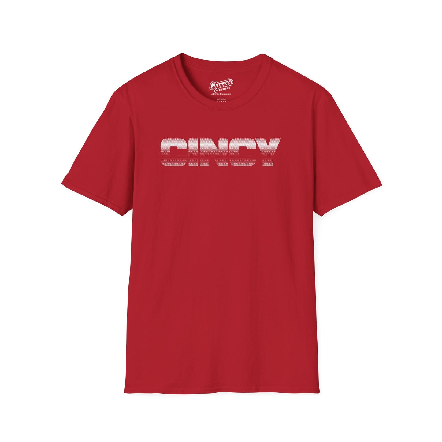 CINCY Pop Art Graphic Tee, Hafltone Dots, Dark Band In Center