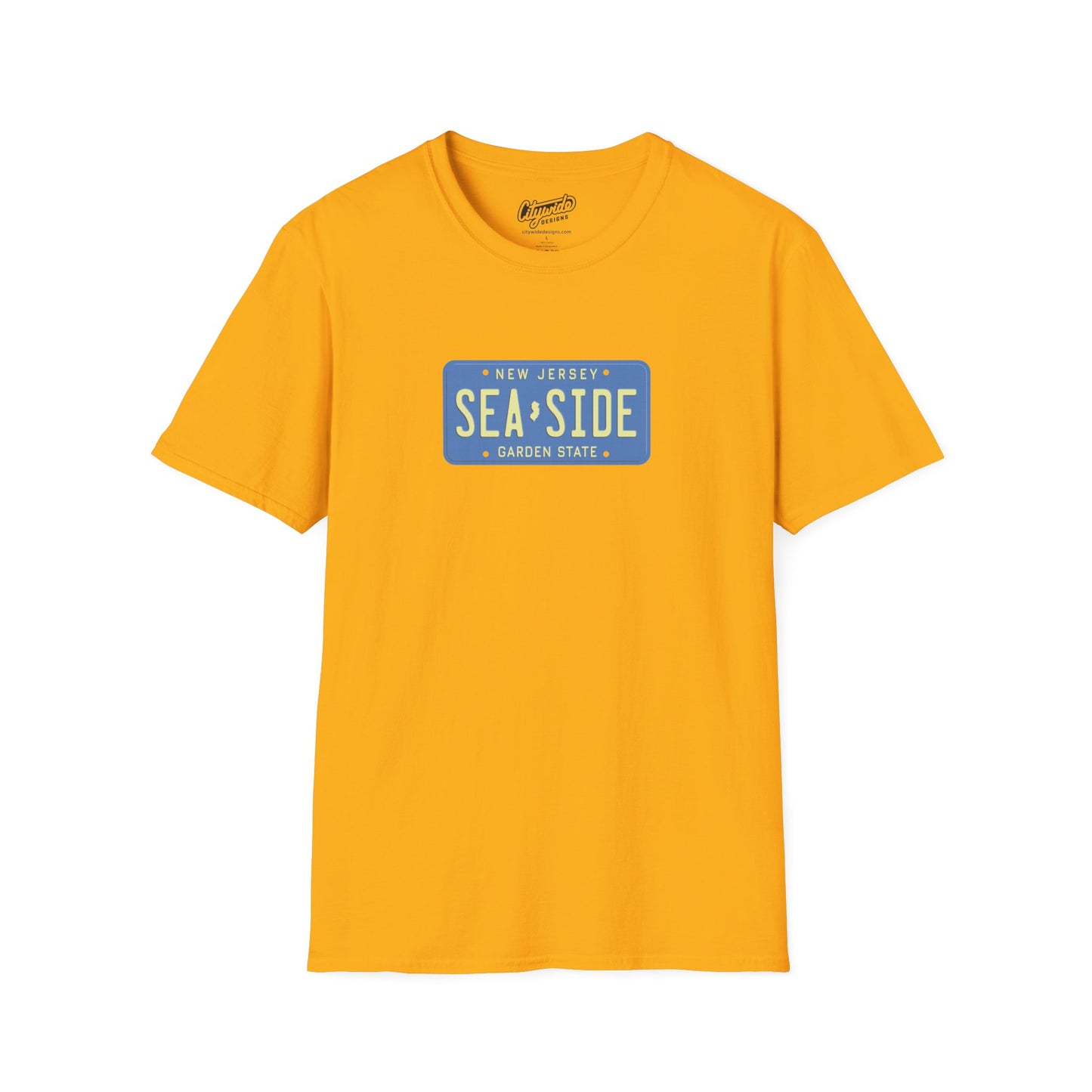 New Jersey Personalized License Plate Graphic Tee with Seaside Text