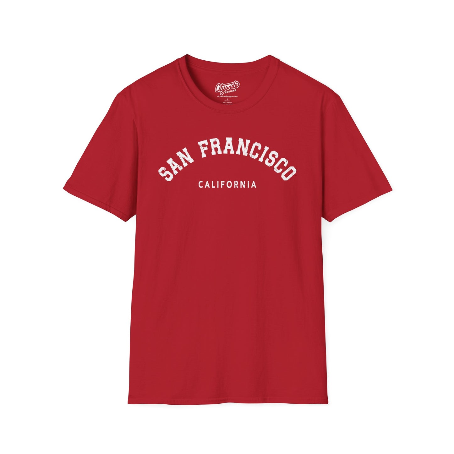 San Francisco, CA T-Shirt, Arched Varsity Text, Distressed Look