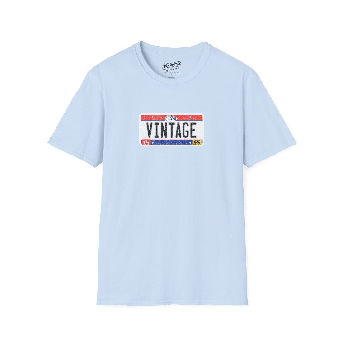 Ohio Personalized License Plate Graphic Tee with Vintage Text