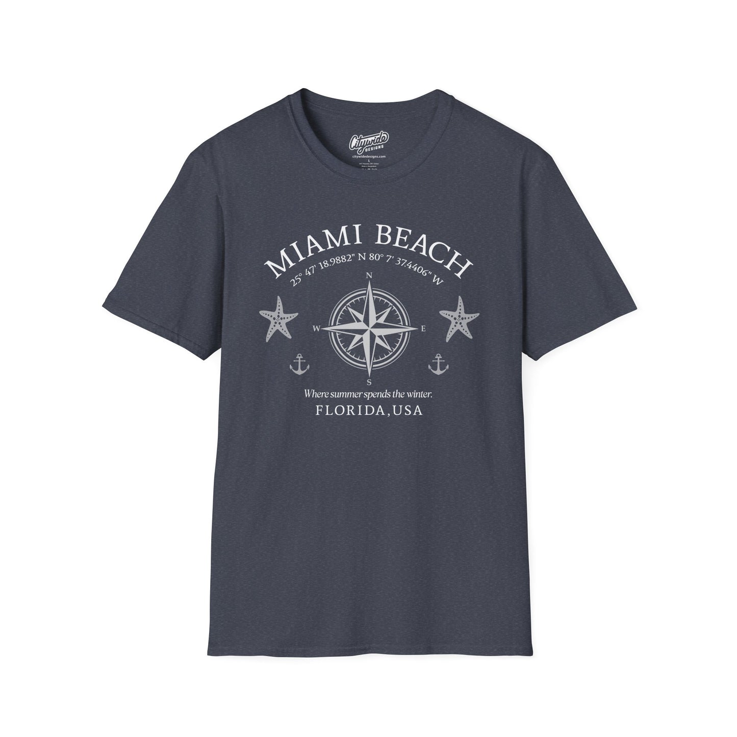 Miami Beach, Florida Starfish and Anchors T-Shirt