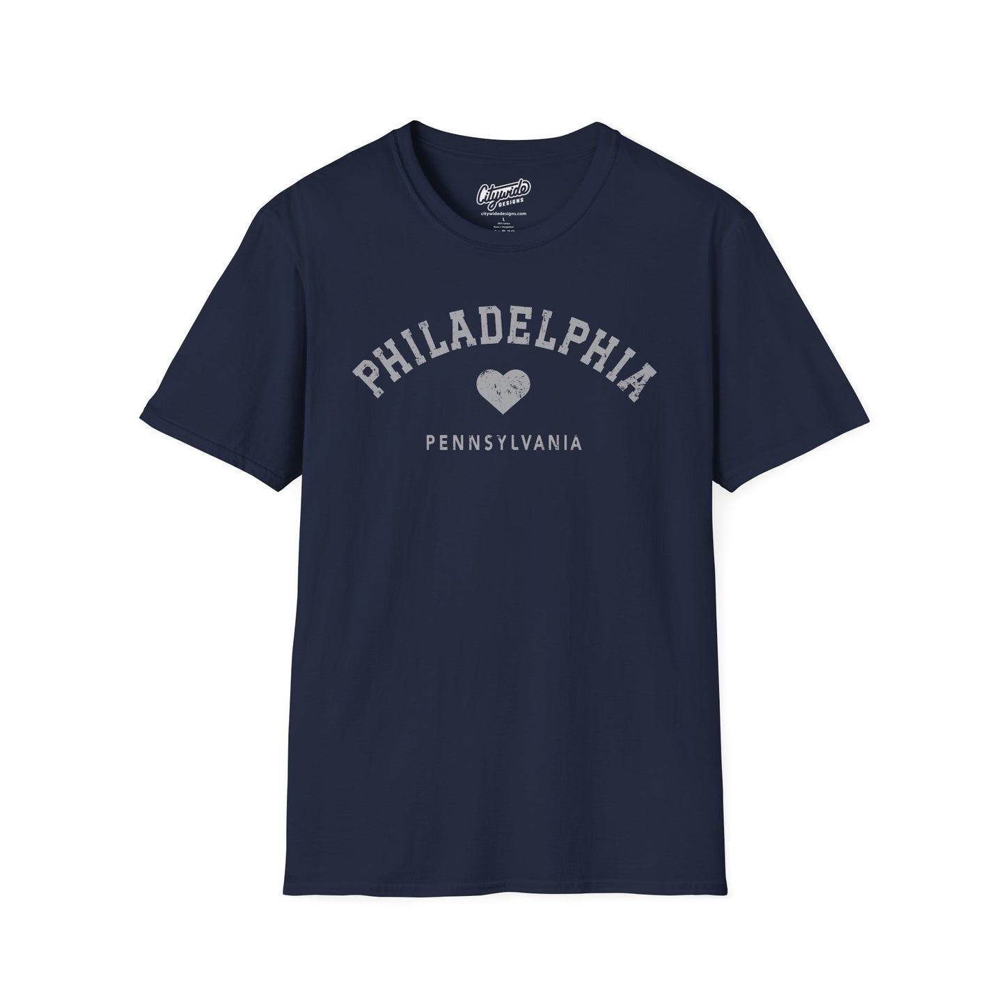 Philadelphia, PA T-Shirt with Heart, Faded, Distressed Look