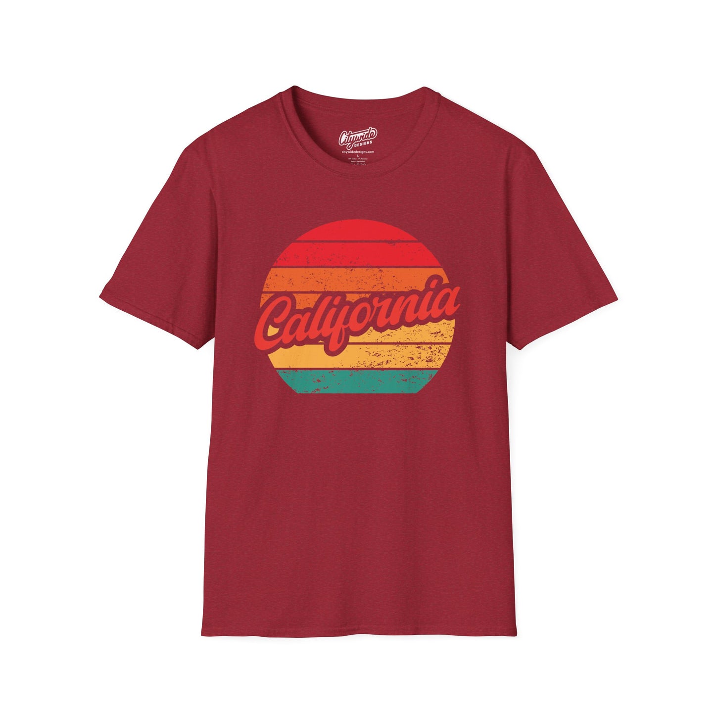 California, Colorful Retro Sunset Graphic T-Shirt