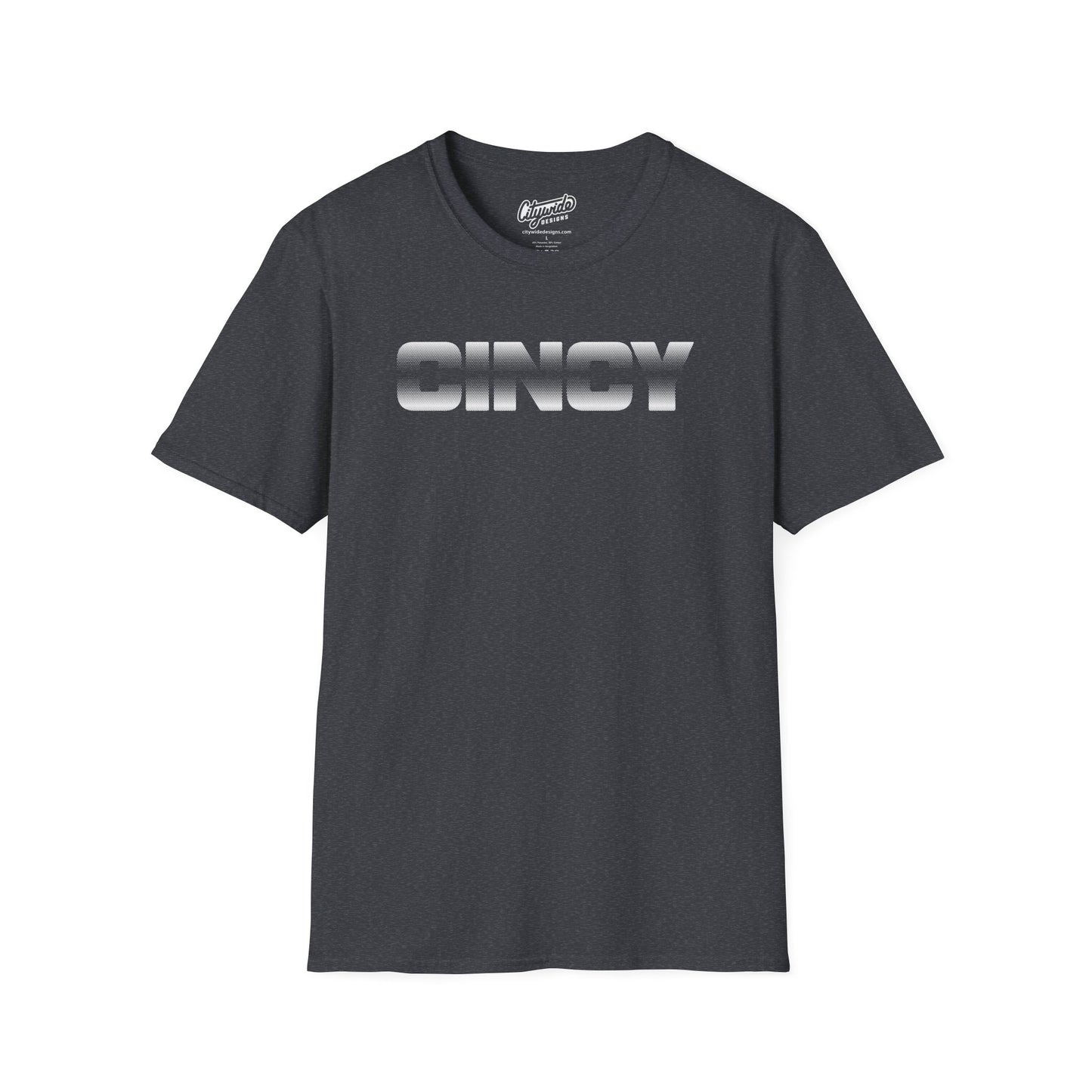 CINCY Pop Art Graphic Tee, Bold Halftone Dots with Banded Center