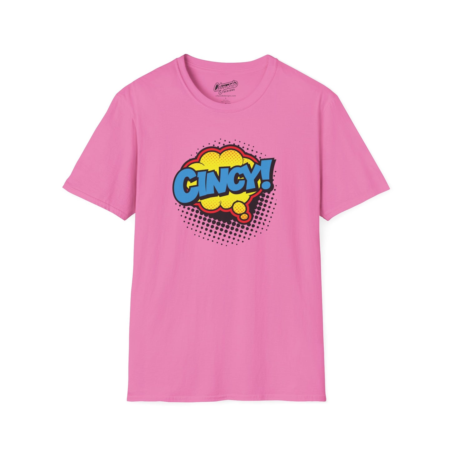 Cincy in Pop Art Comic Word Bubble Graphic Tee with Halftone Dots