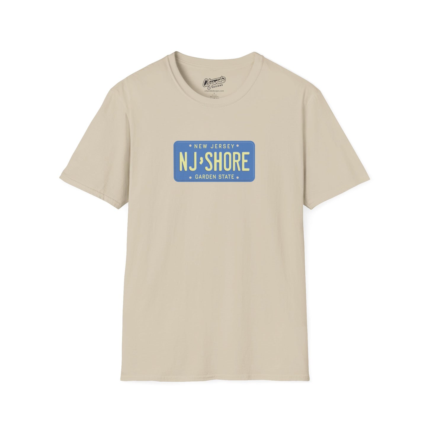New Jersey Personalized License Plate Graphic Tee with NJ Shore Text