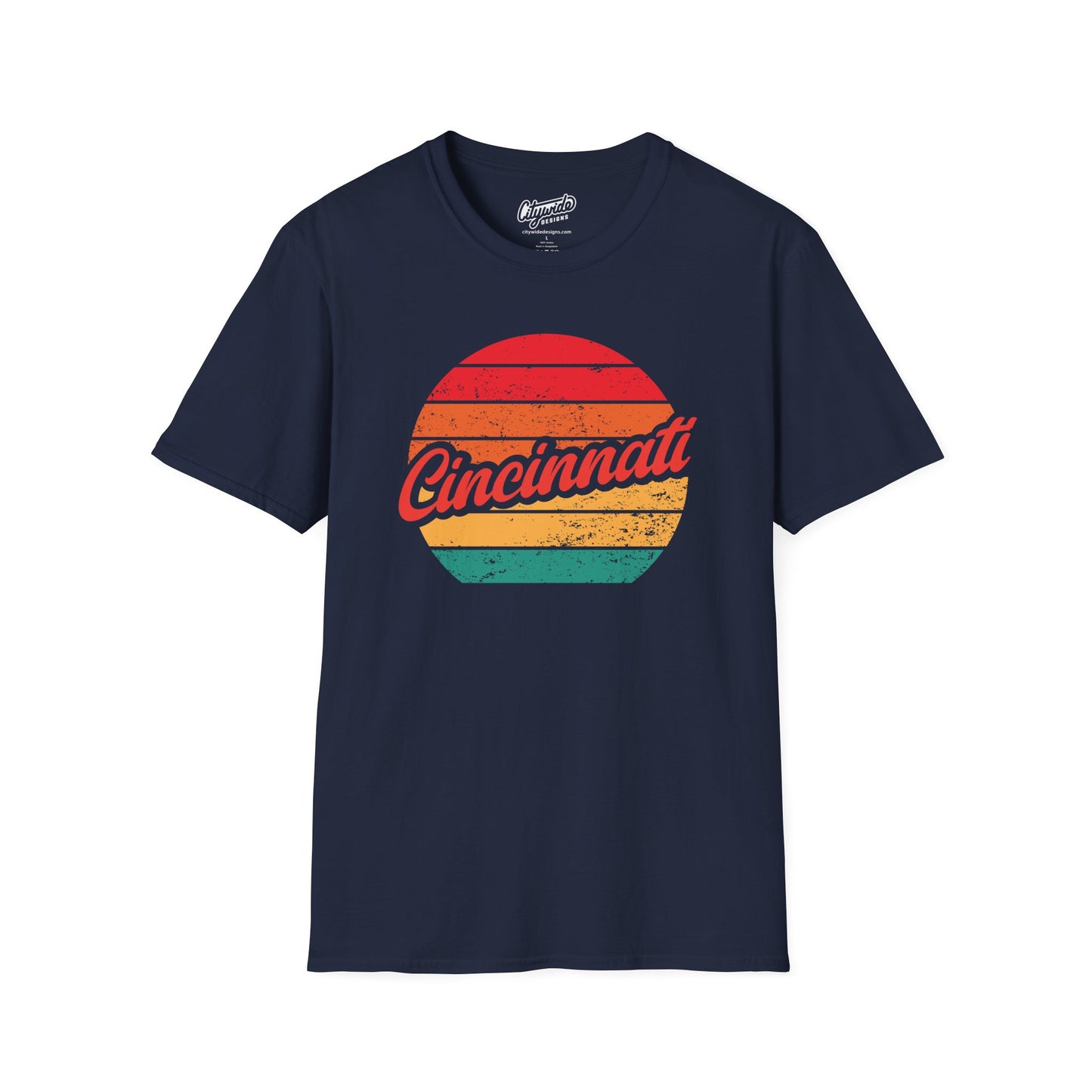 Cincinnati, OH, Colorful Retro Sunset Graphic T-Shirt