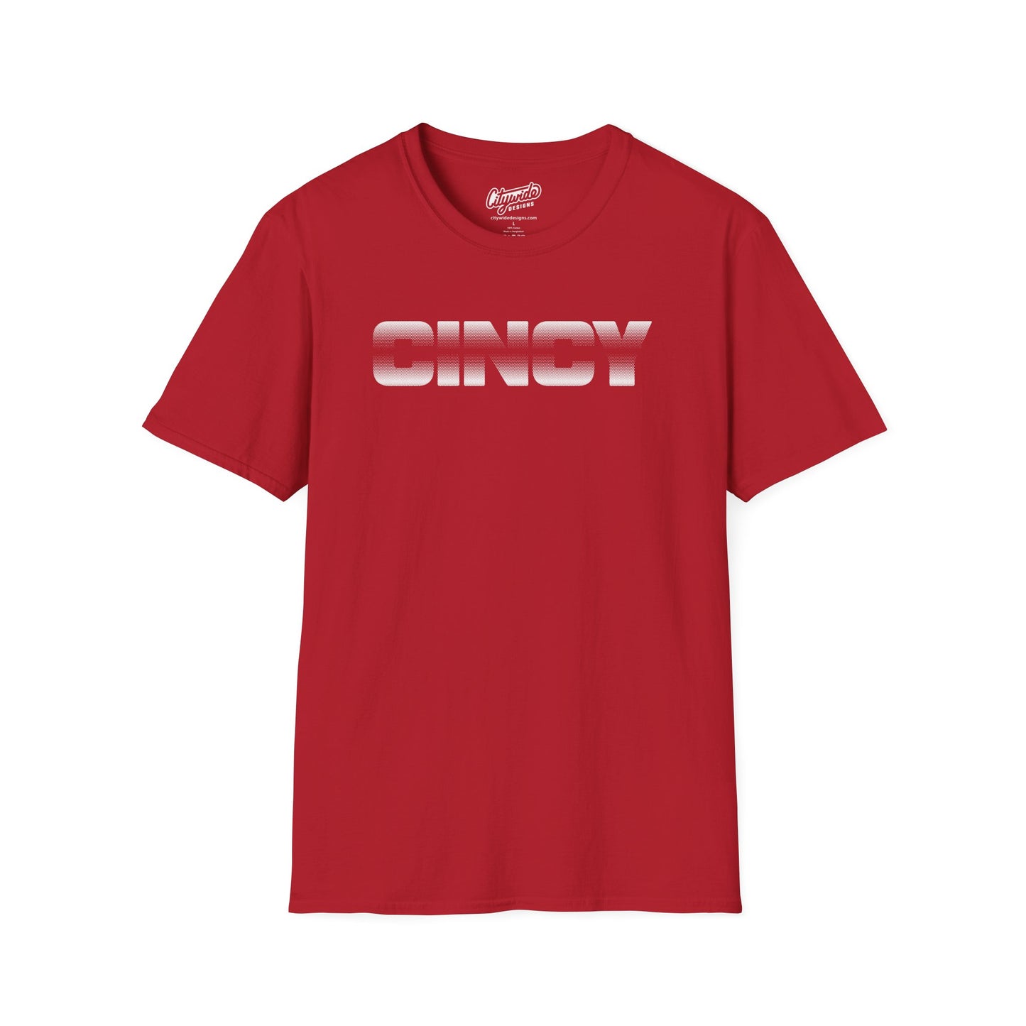 CINCY Pop Art Graphic Tee, Bold Halftone Dots with Banded Center