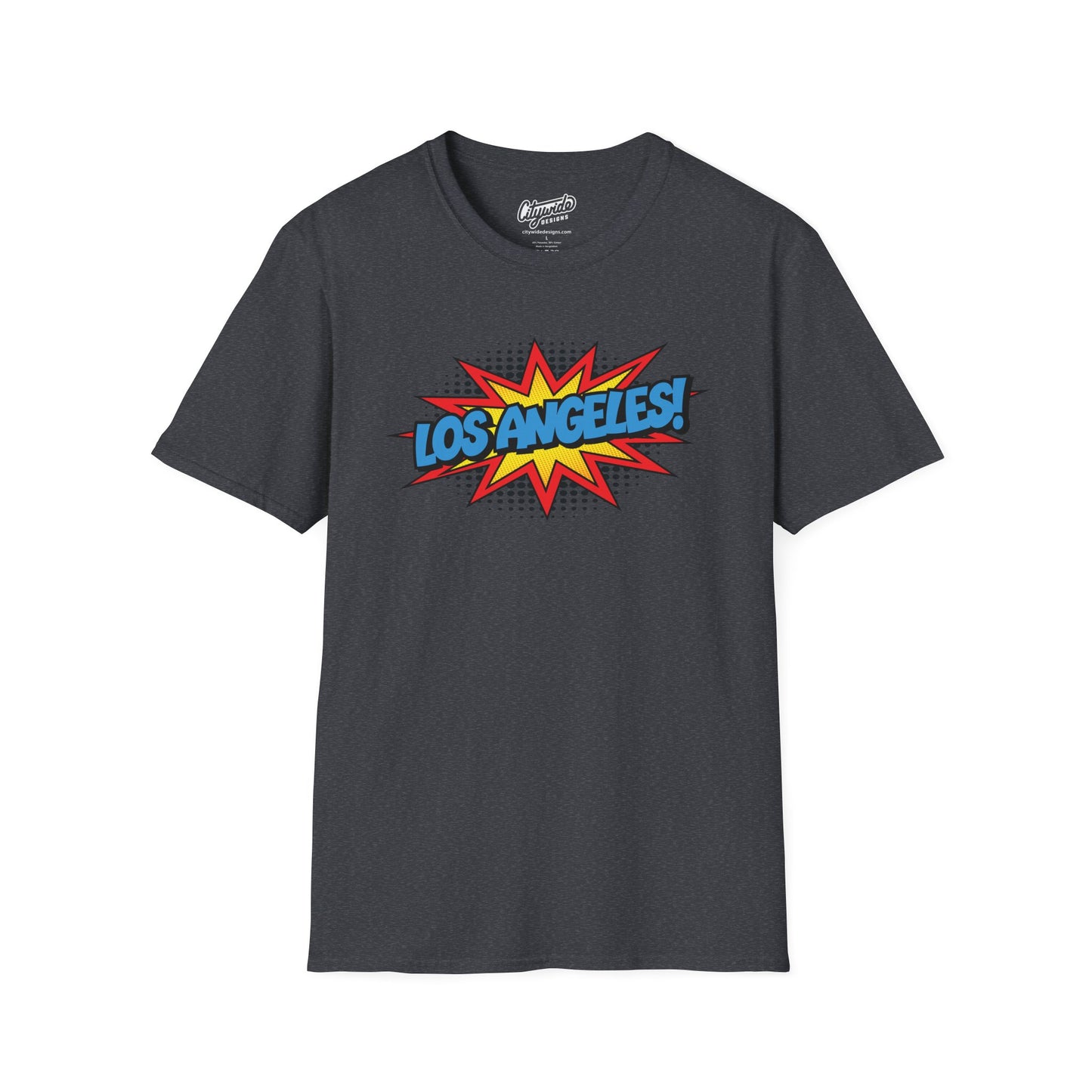 Los Angeles in Pop Art Comic Burst Graphic Tee with Halftone Dots