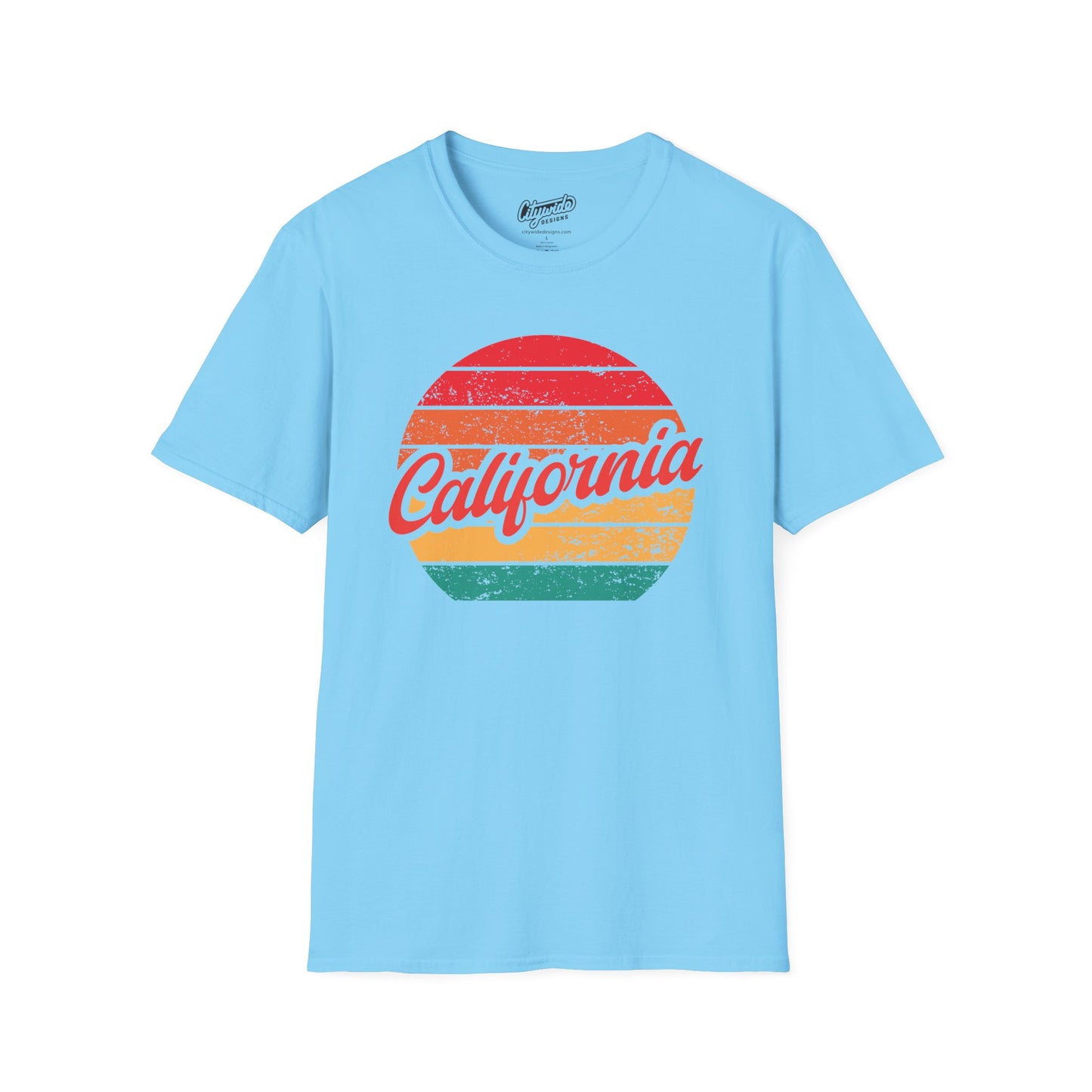 California, Colorful Retro Sunset Graphic T-Shirt