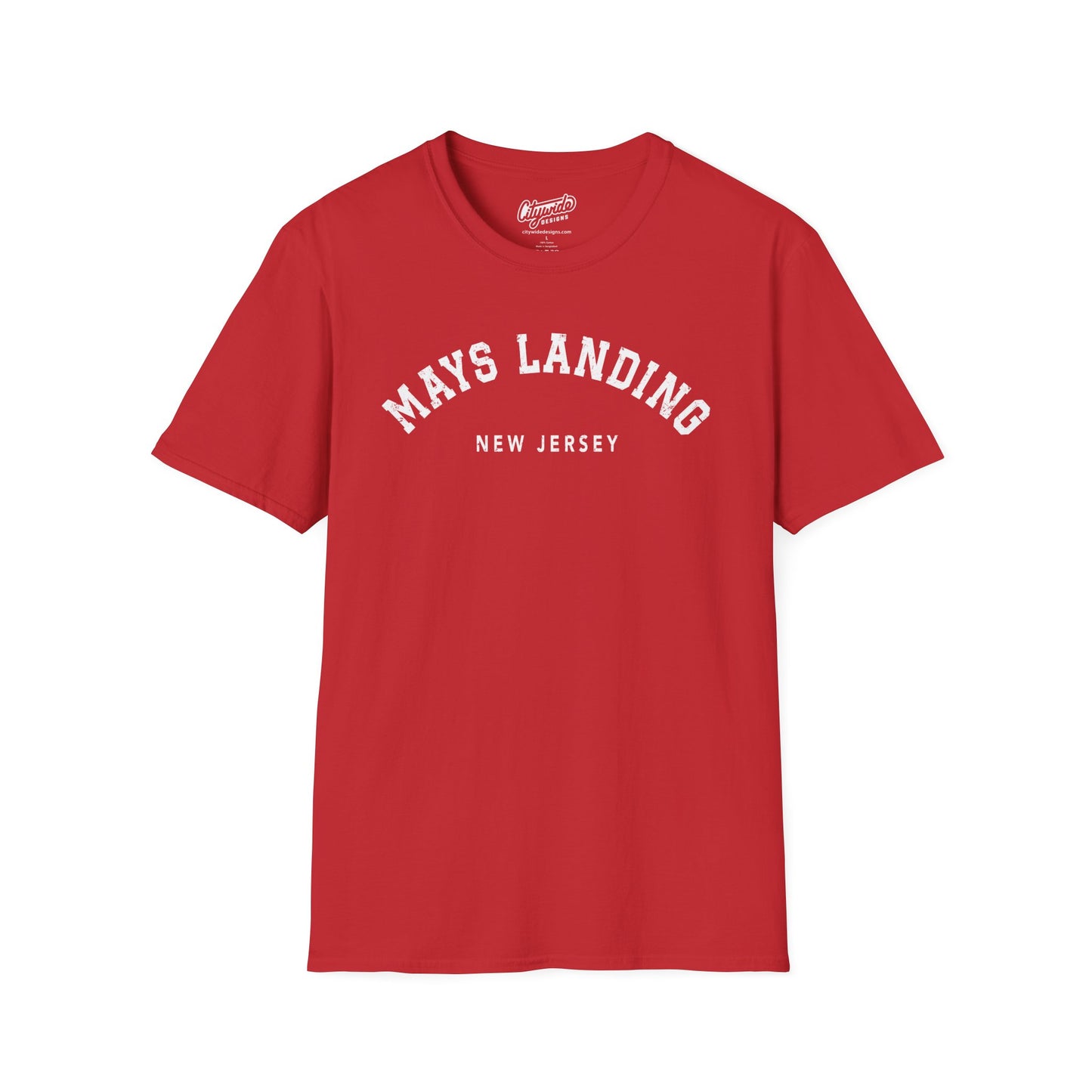 Mays Landing Heart New Jersey, Arched Varsity Text T-Shirt