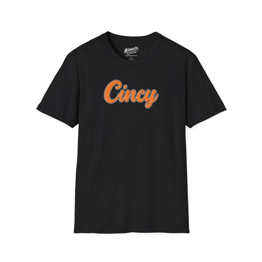 Cincy Retro Script T-shirt, Stylish Double Outline Font