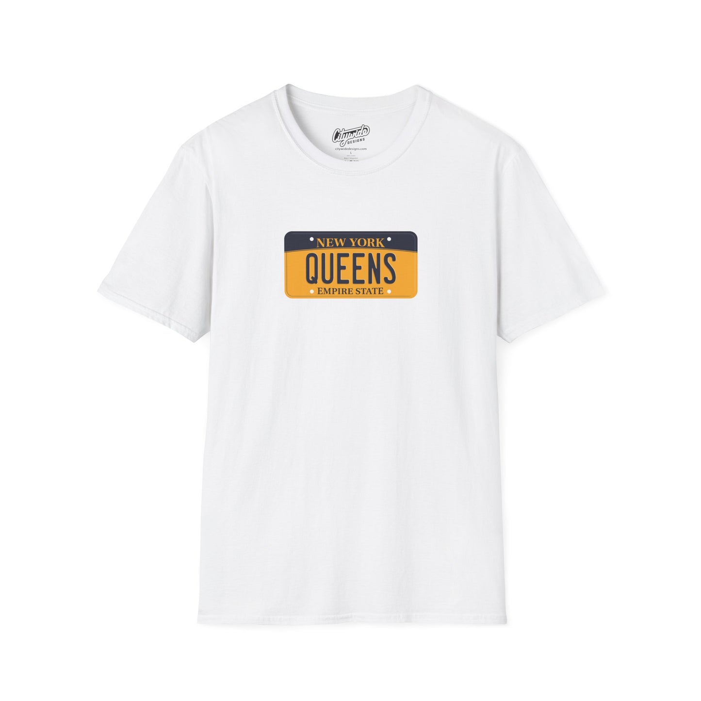 New York License Plate Graphic Tee with Queens Text T-Shirt