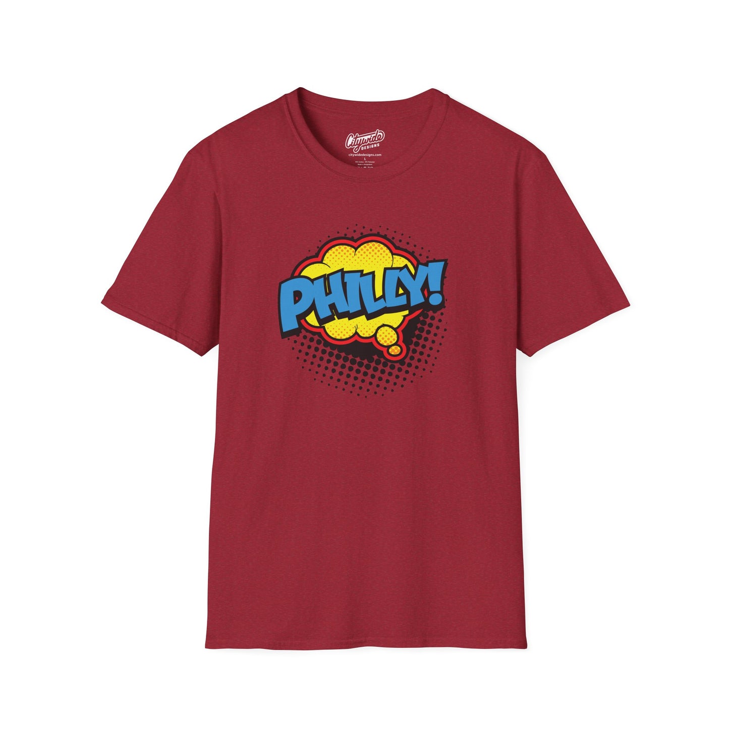 Philly in Pop Art Comic Word Bubble Graphic Tee with Halftone Dots