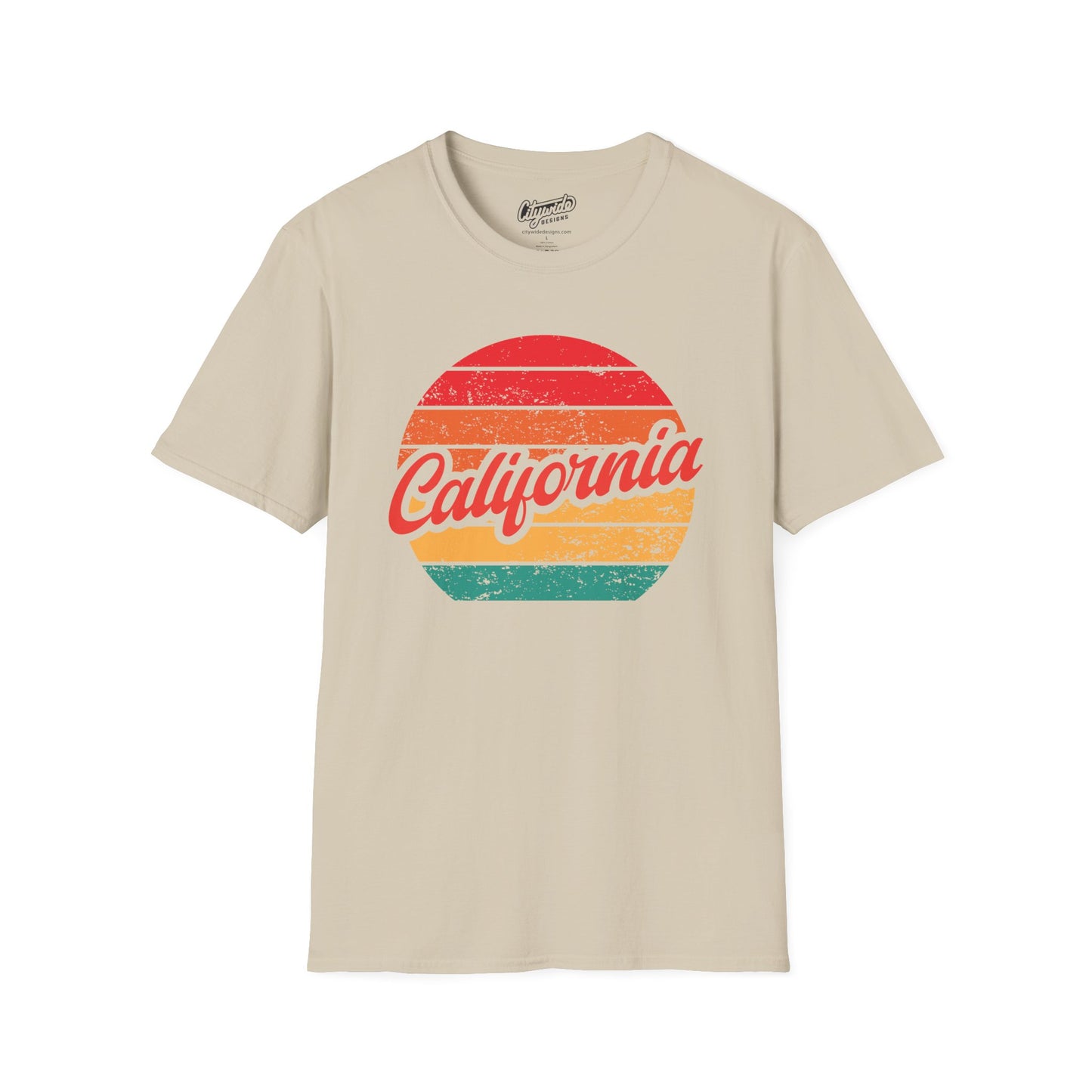 California, Colorful Retro Sunset Graphic T-Shirt