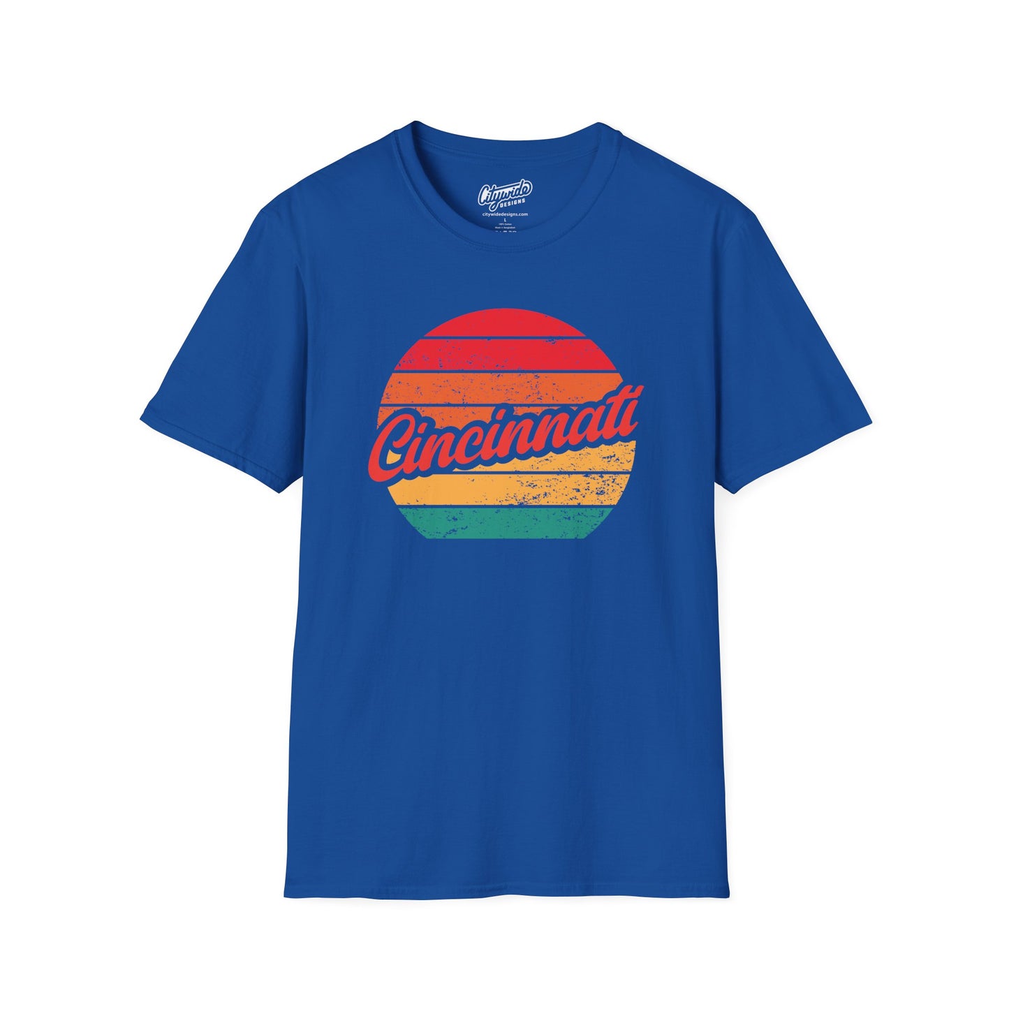 Cincinnati, OH, Colorful Retro Sunset Graphic T-Shirt