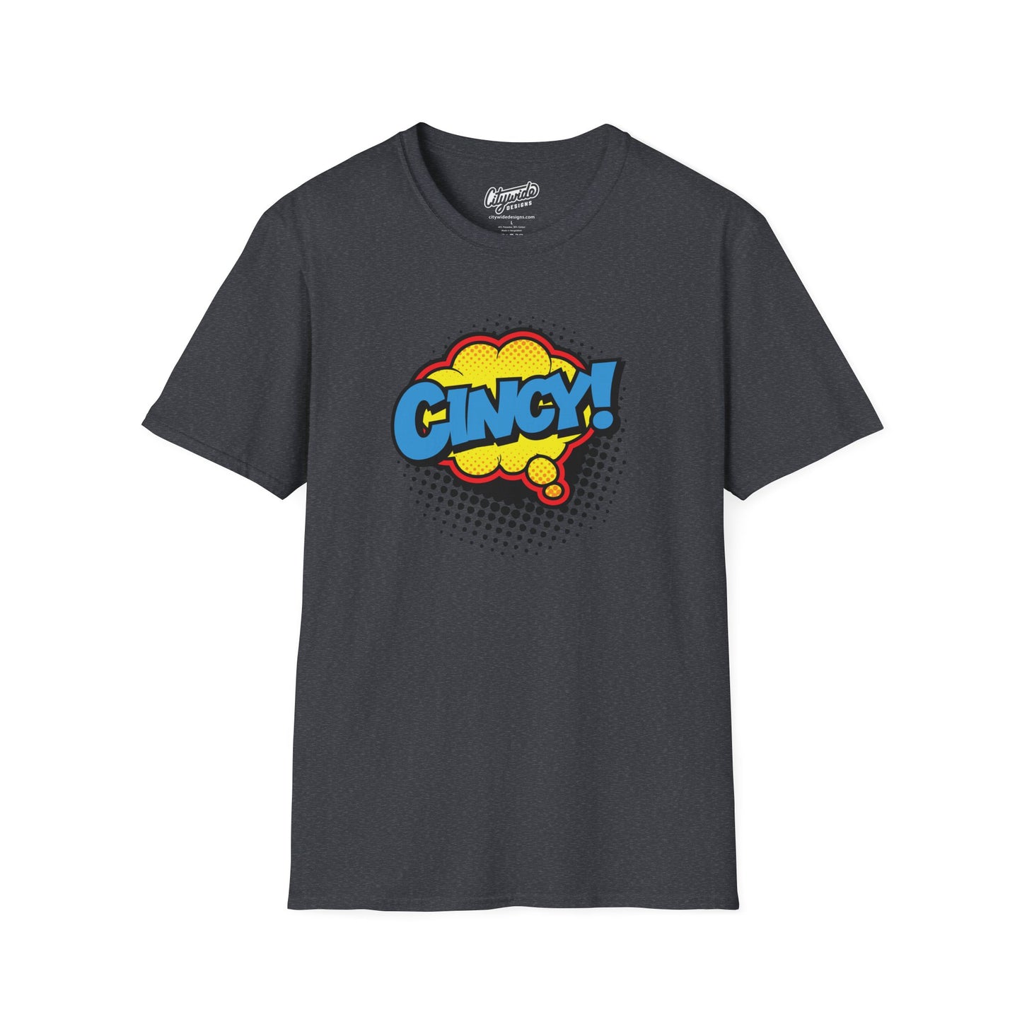 Cincy in Pop Art Comic Word Bubble Graphic Tee with Halftone Dots