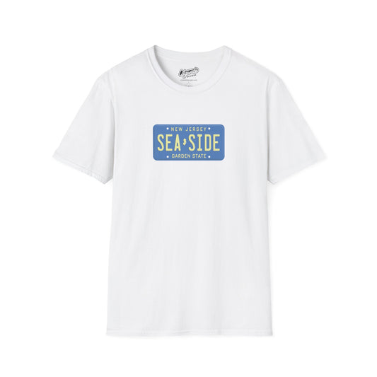 New Jersey Personalized License Plate Graphic Tee with Seaside Text