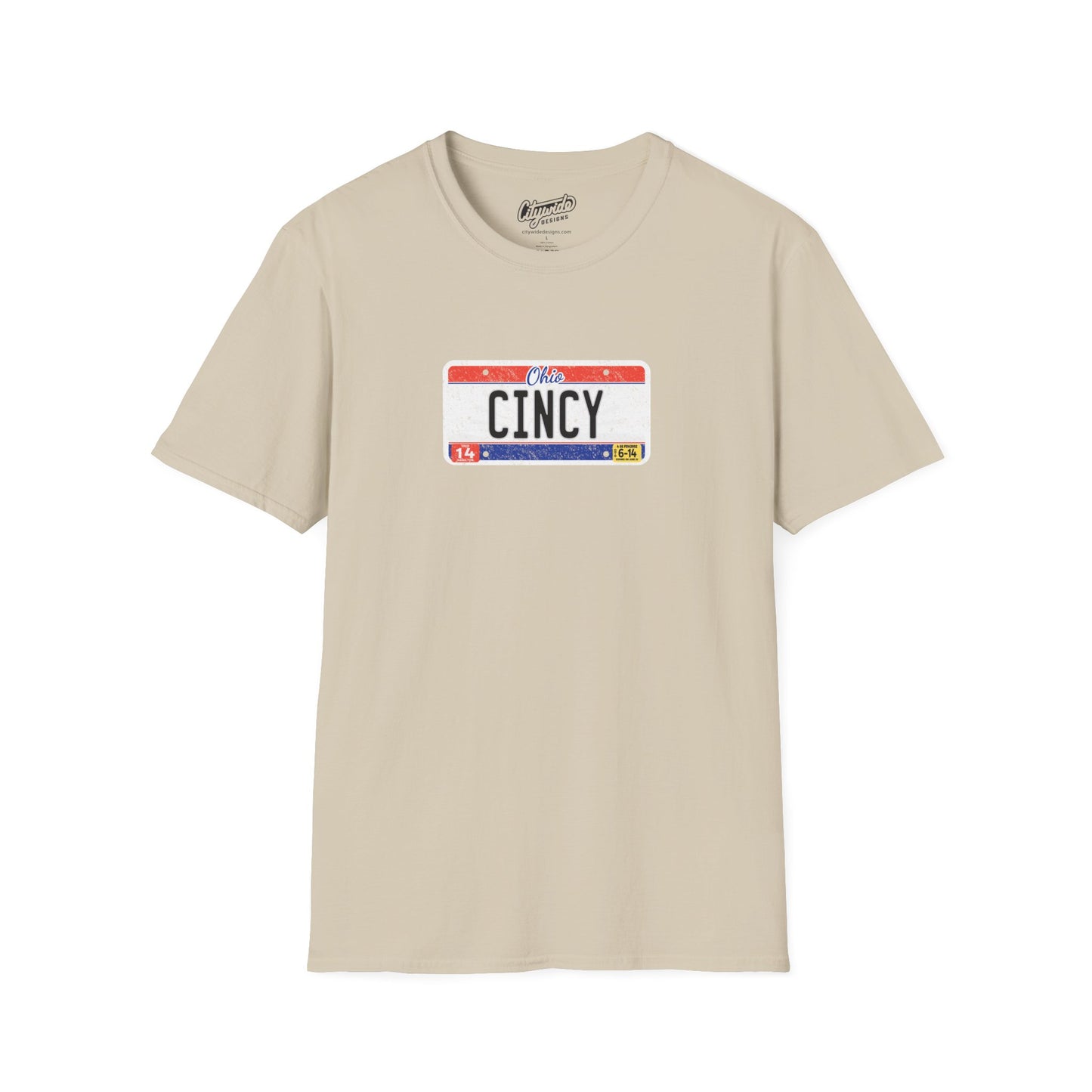 Ohio Personalized License Plate Graphic Tee with Cincy Text