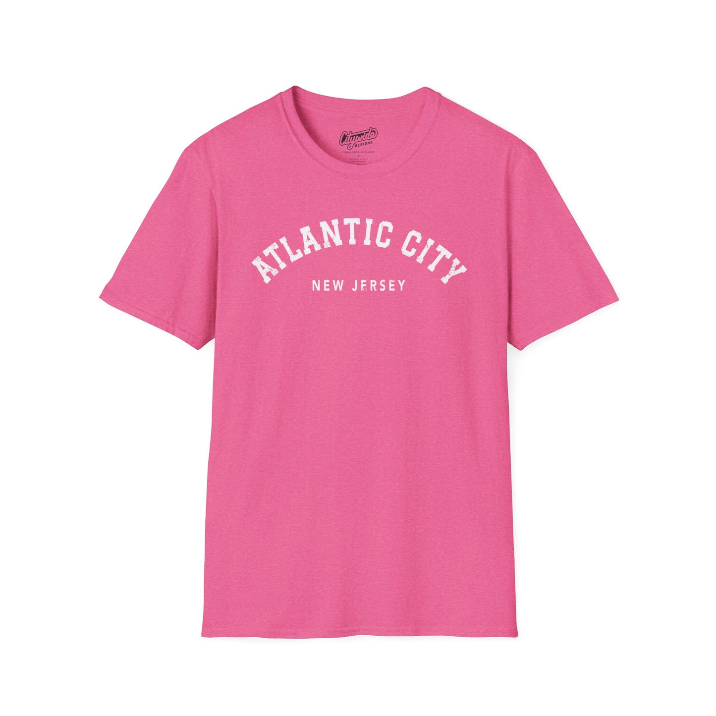 Atlantic City New Jersey, Distressed, Arched Varsity Text T-Shirt