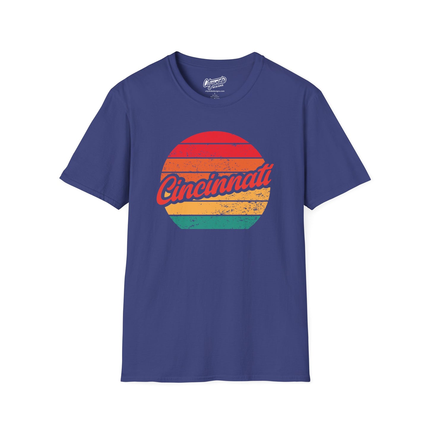 Cincinnati, OH, Colorful Retro Sunset Graphic T-Shirt