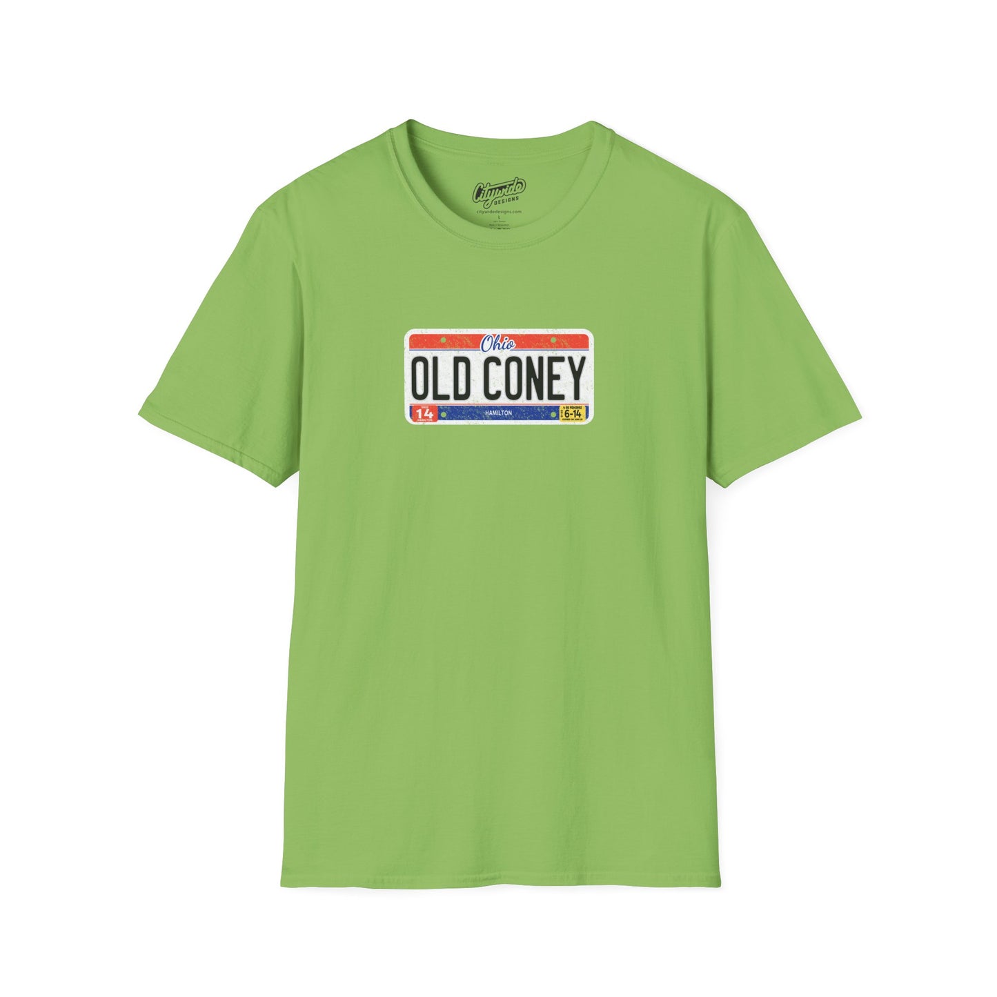 Ohio License Plate Graphic Tee with Old Coney Text T-Shirt