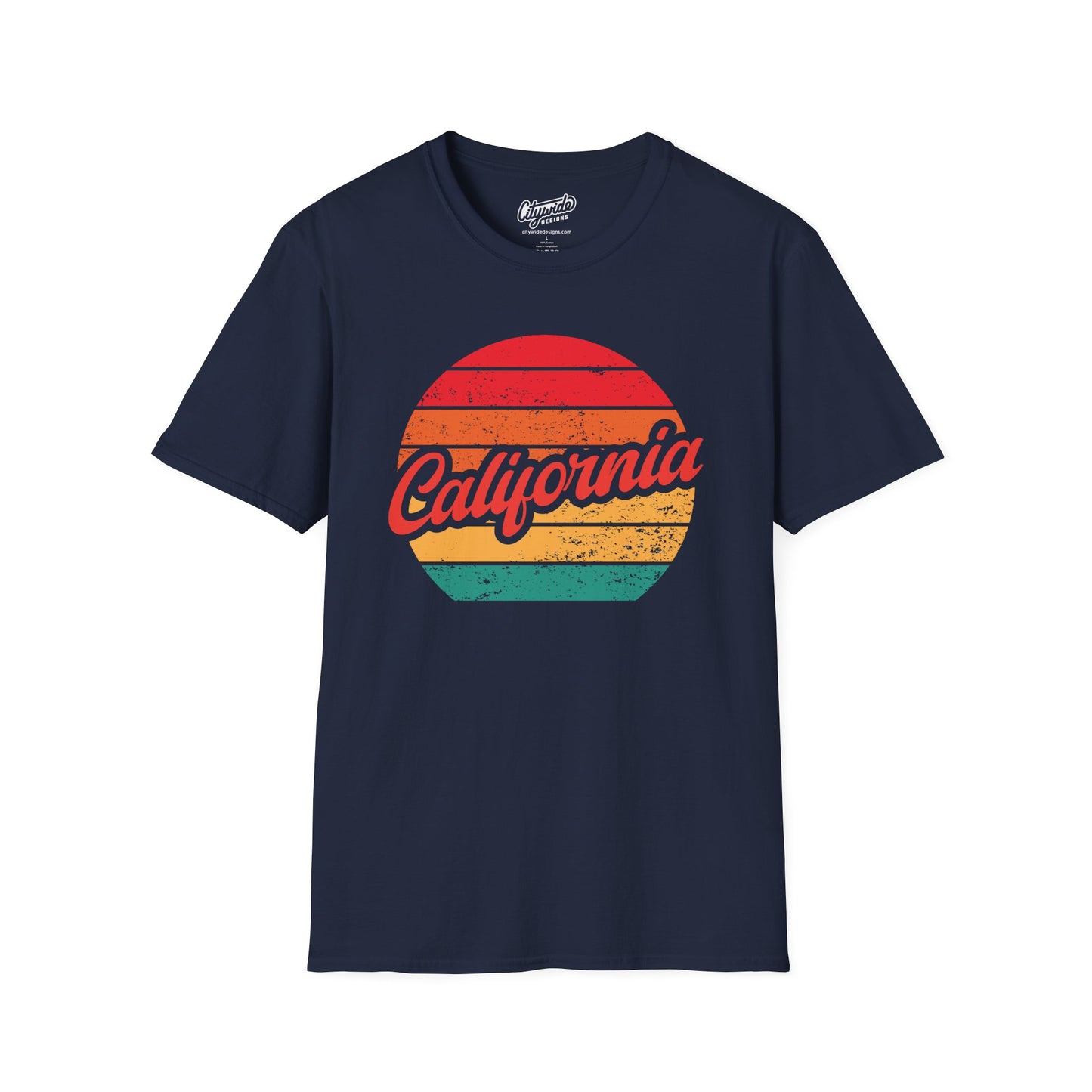 California, Colorful Retro Sunset Graphic T-Shirt