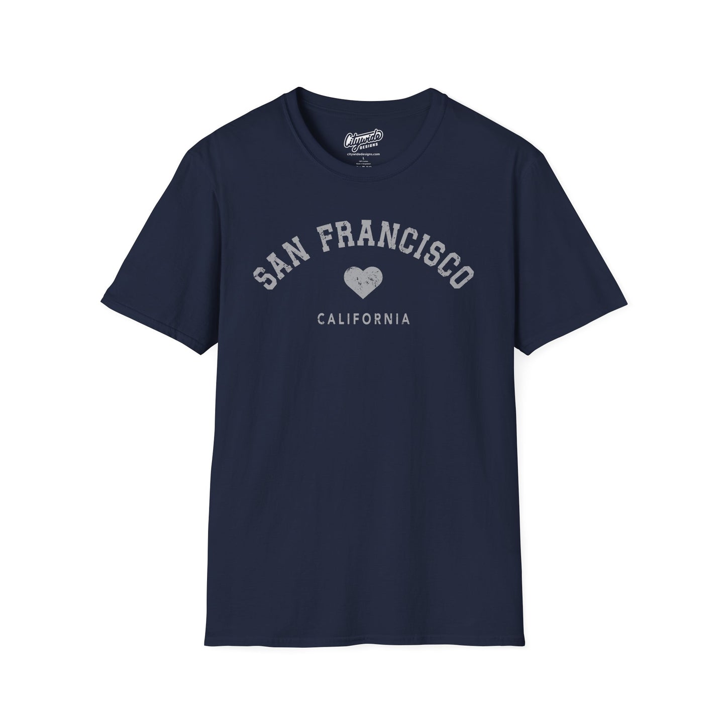 San Francisco, CA T-Shirt with Heart, Faded, Distressed Look