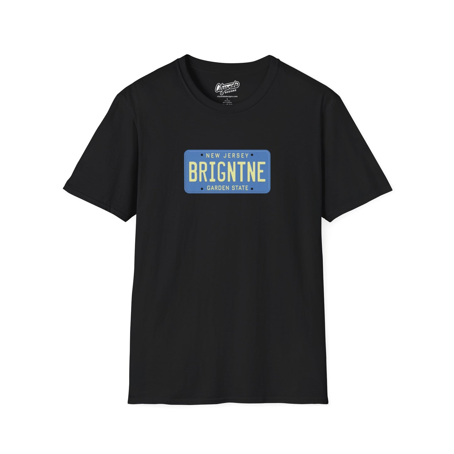 New Jersey Personalized License Plate Graphic Tee with Brigantine Text