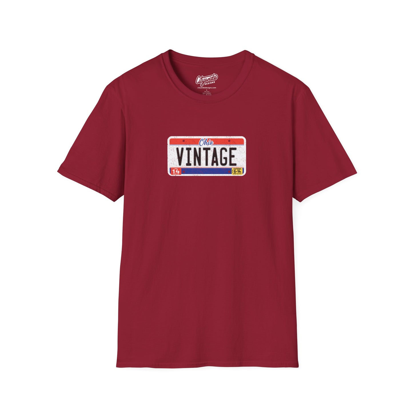 Ohio Personalized License Plate Graphic Tee with Vintage Text