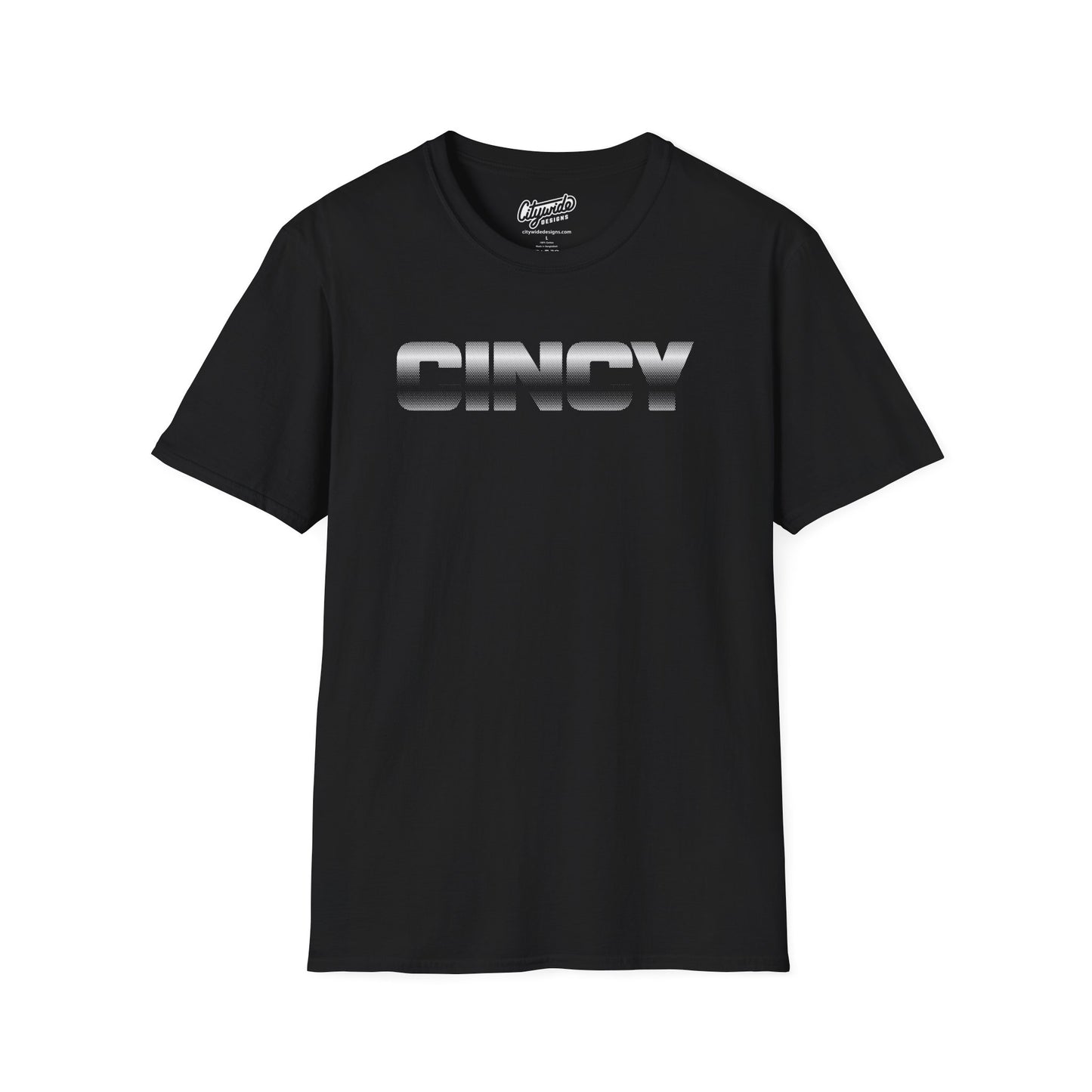 CINCY Pop Art Graphic Tee, Hafltone Dots, Dark Band In Center