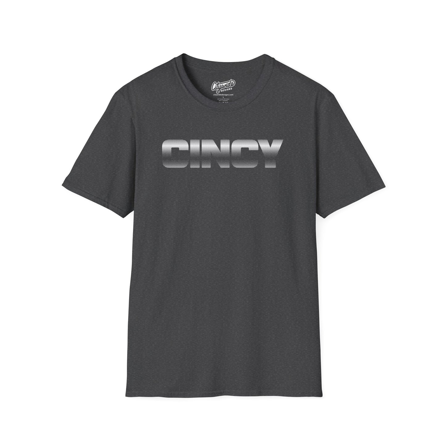 CINCY Pop Art Graphic Tee, Hafltone Dots, Dark Band In Center