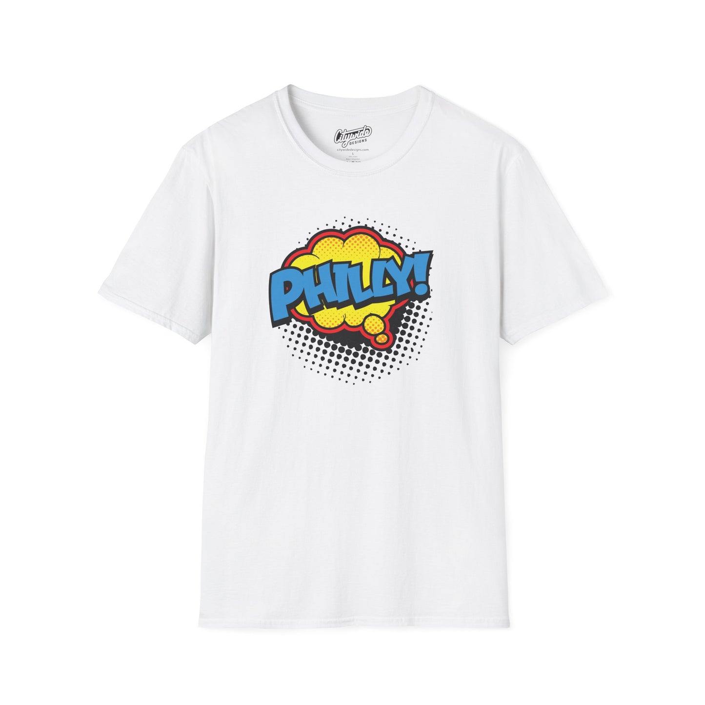 Philly in Pop Art Comic Word Bubble Graphic Tee with Halftone Dots