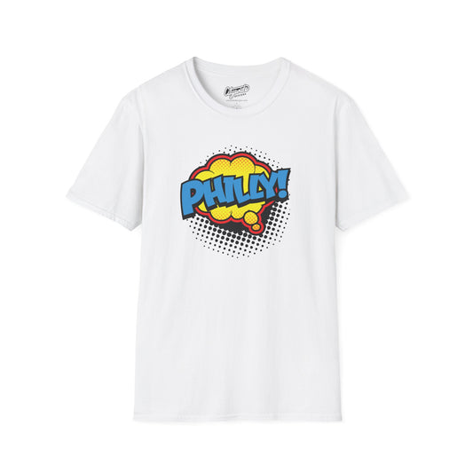 Philly in Pop Art Comic Word Bubble Graphic Tee with Halftone Dots