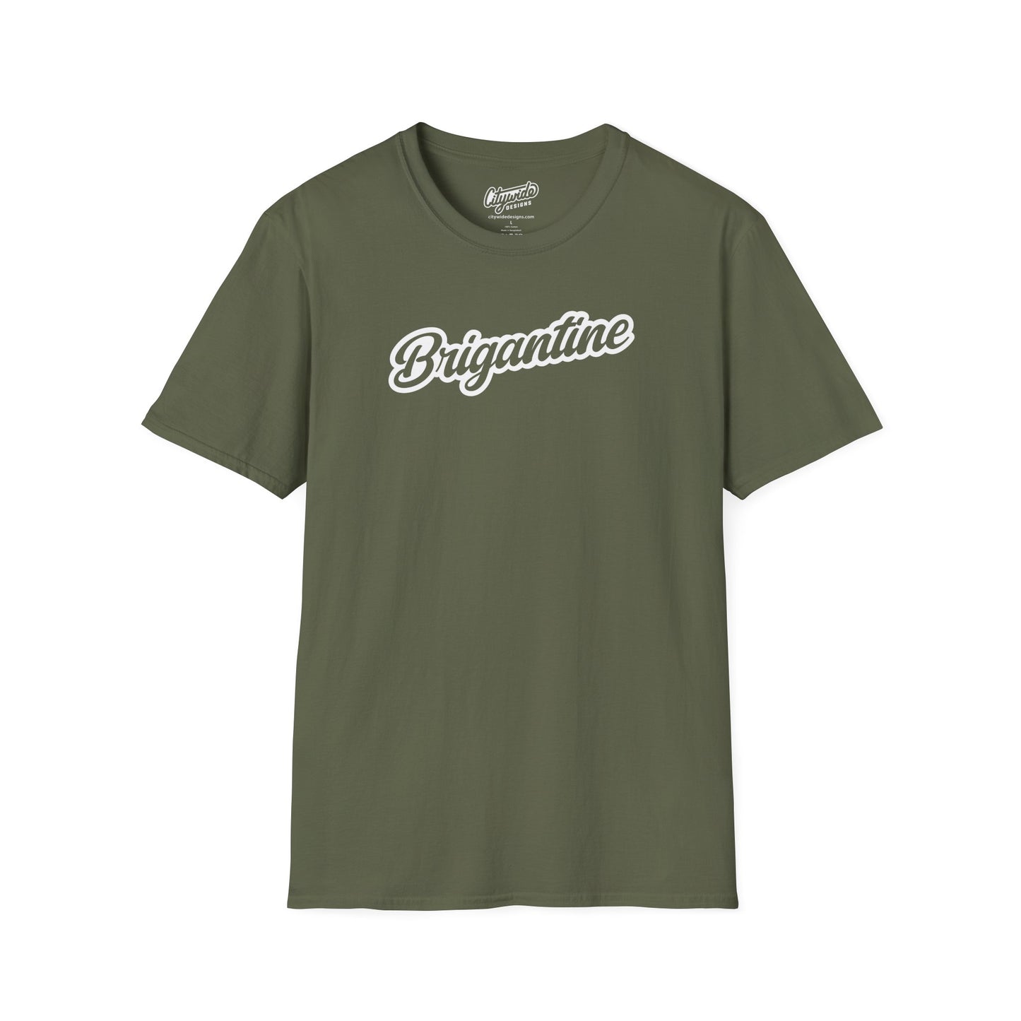 Brigantine NJ, Fancy Script Text Graphic T-Shirt