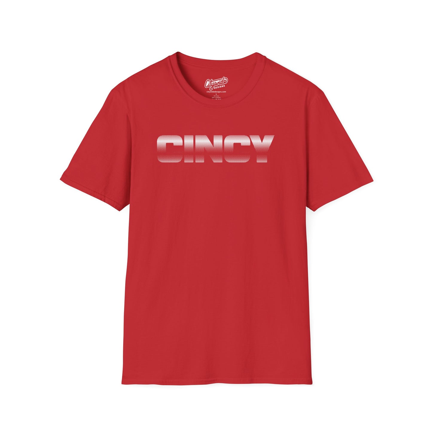 CINCY Pop Art Graphic Tee, Hafltone Dots, Dark Band In Center