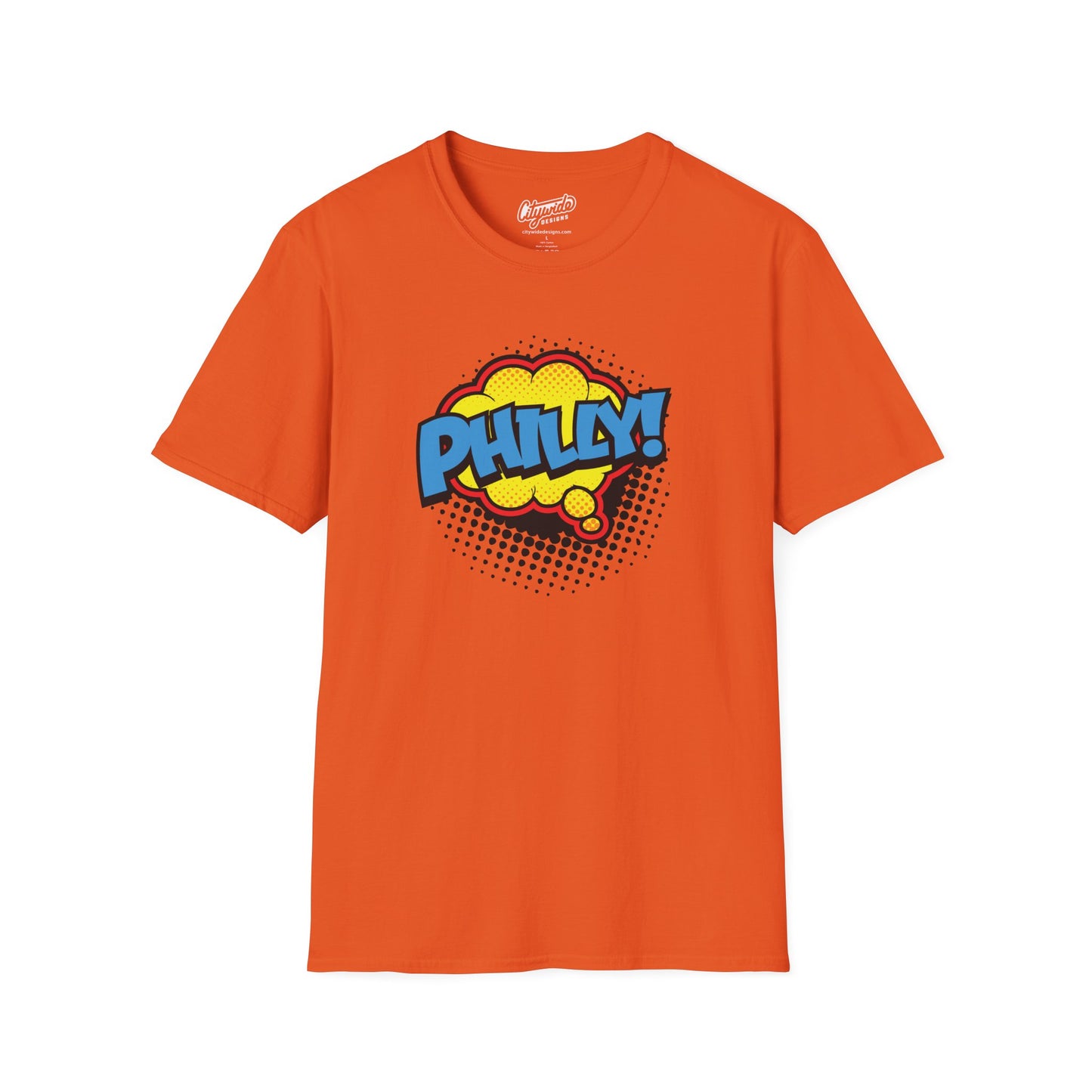 Philly in Pop Art Comic Word Bubble Graphic Tee with Halftone Dots